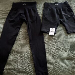 AYBL Black Leggings and Cycling Shorts Set